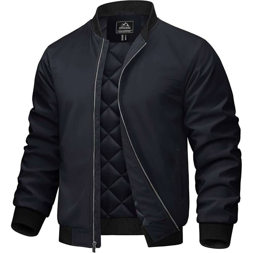Mens Bomber Jackets Casual Fall Winter Warm Windbreaker Full Zip Windproof Outwe